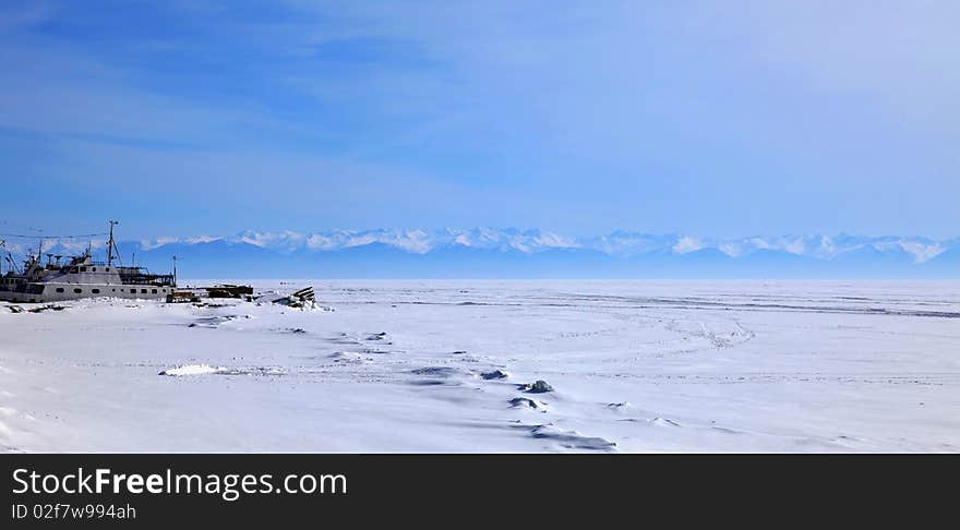 Group of ships. Winter. Lake Baikal. Group of ships. Winter. Lake Baikal.