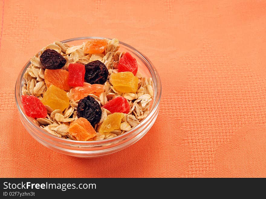 Oatmeal with dried exotic fruits. Oatmeal with dried exotic fruits