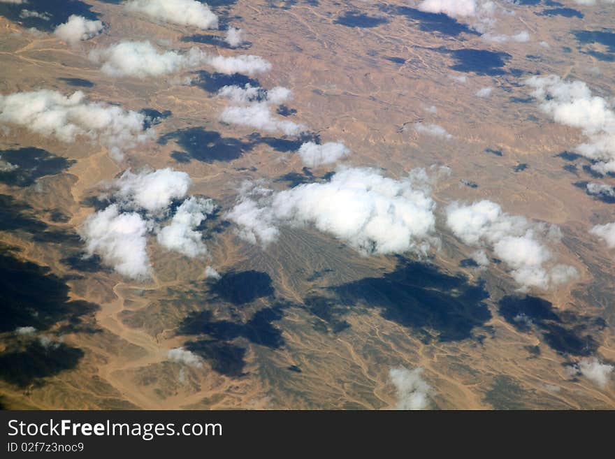 Sand desert in africa, aerial view