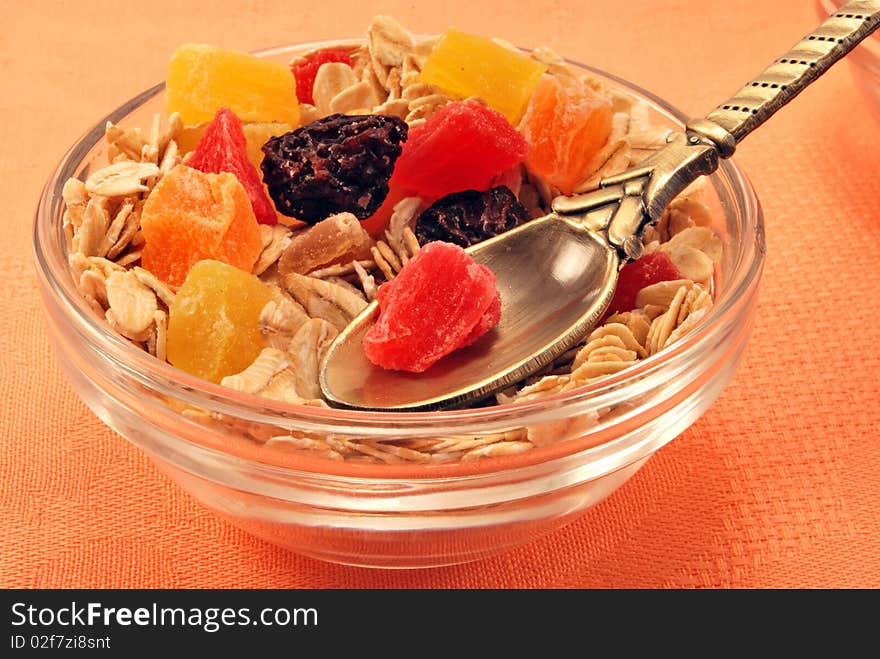 Oatmeal with dried exotic fruits. Oatmeal with dried exotic fruits