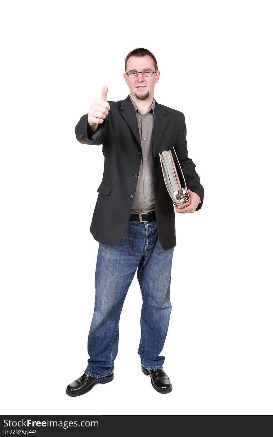 Young businessman over white background