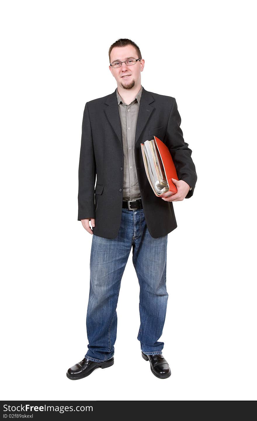 Young businessman over white background