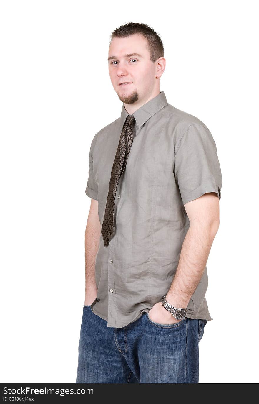 Young adult man over white background. Young adult man over white background