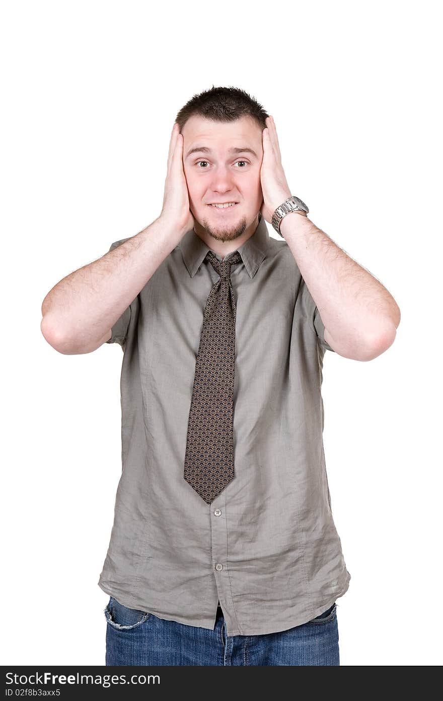 Young adult man over white background. Young adult man over white background