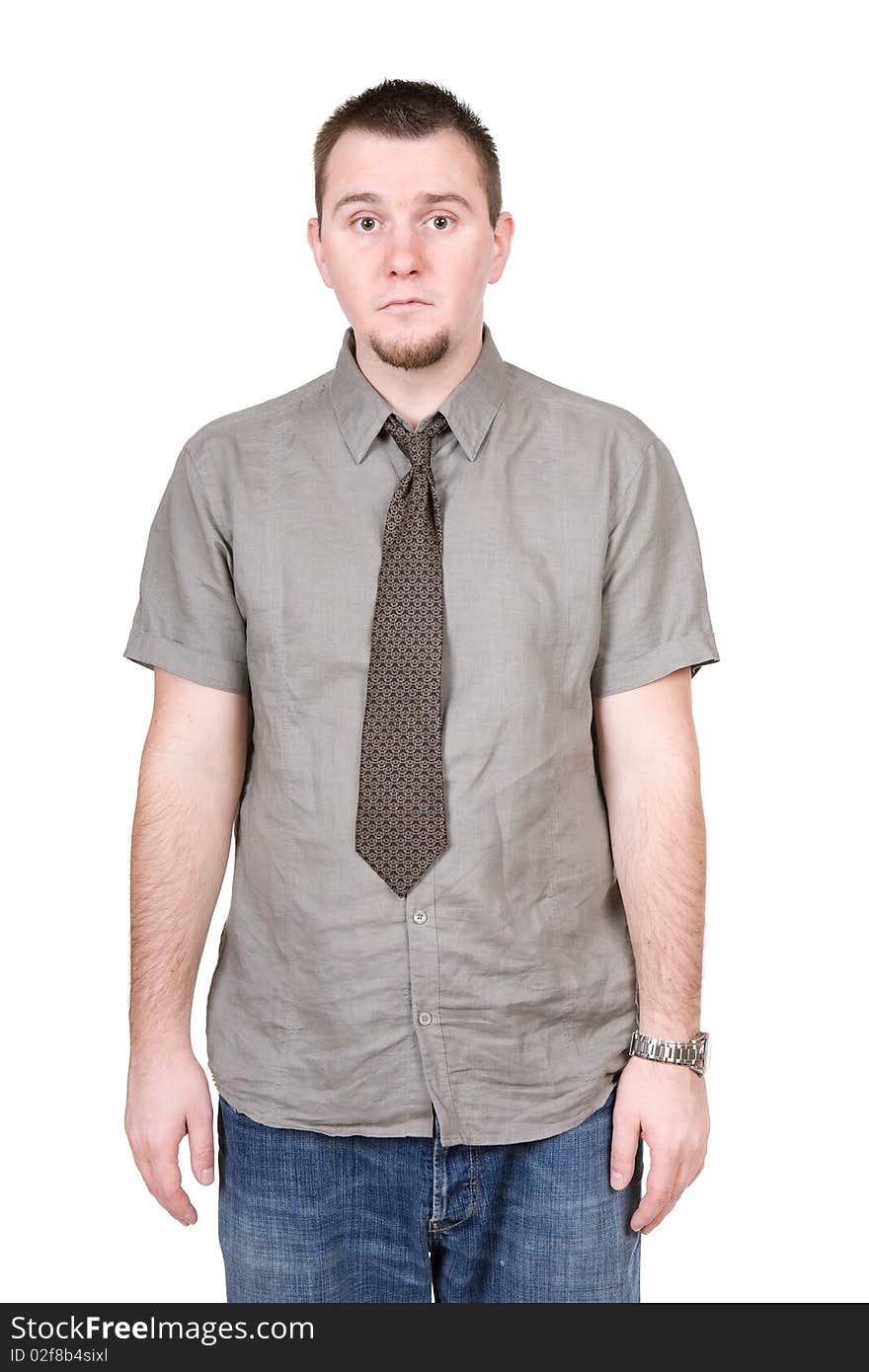 Young adult man over white background. Young adult man over white background