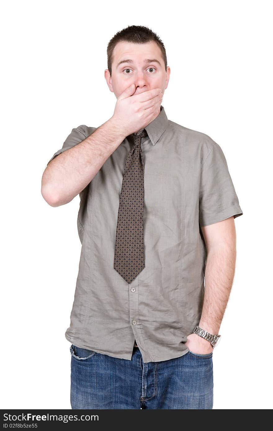 Young adult man over white background. Young adult man over white background