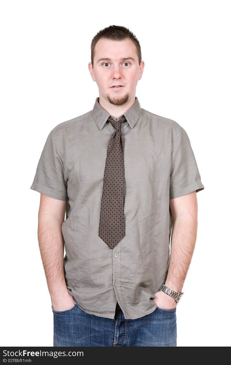 Young adult man over white background. Young adult man over white background