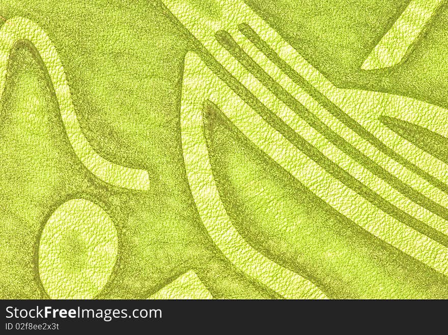 Closeup of patterned green leather