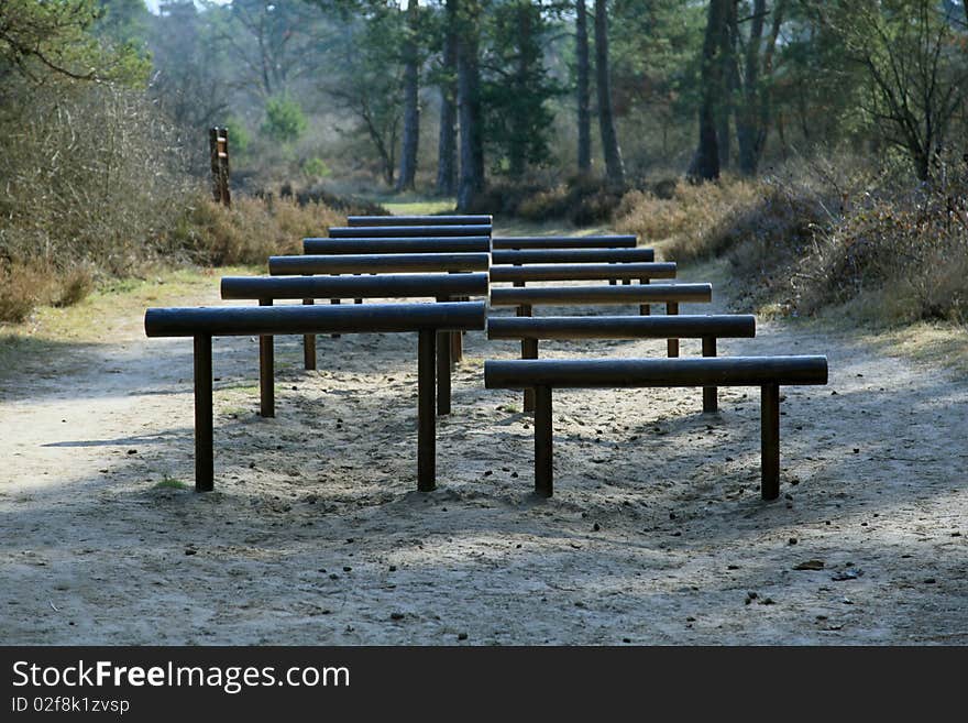 Fitness apparatus  in the wood. Fitness apparatus  in the wood