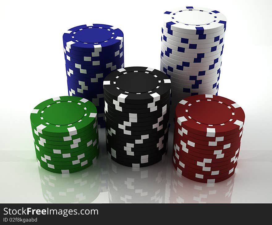 3d render of some stacks of poker chips