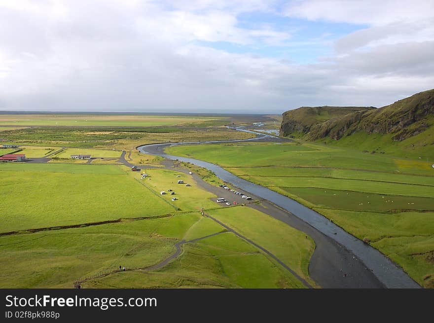 View from upper point of Skogarfoss waterfall, Iceland. View from upper point of Skogarfoss waterfall, Iceland.