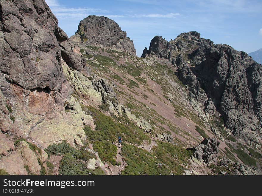 Trekking in corsican mountains, France. Trekking in corsican mountains, France