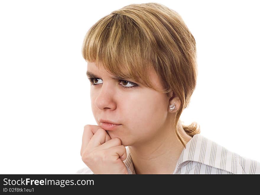 Girl Is On A White Background