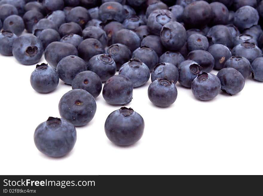 Fresh blueberries on white background