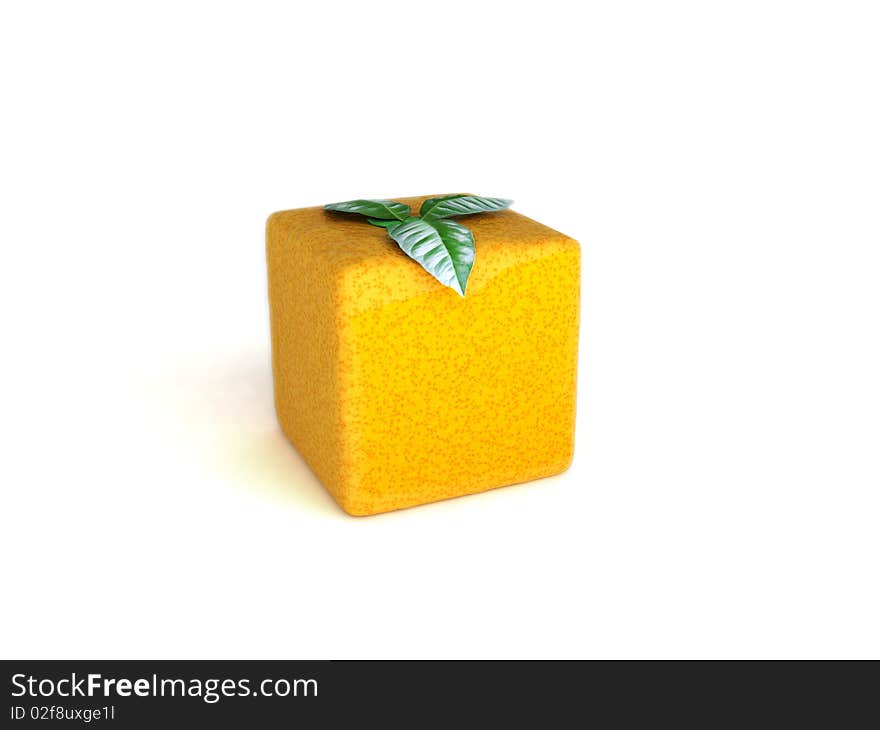 Cube orange on whita background. Cube orange on whita background