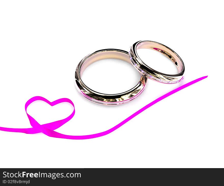 Wedding rings and love hearts