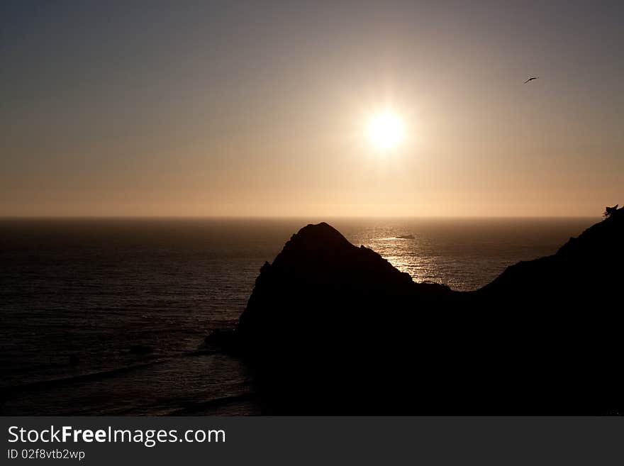 Sunset over the Pacific Ocean in Oregon. Sunset over the Pacific Ocean in Oregon