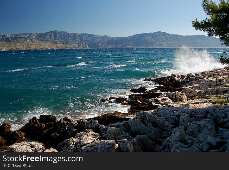 Postira on island of Brac, Croatia