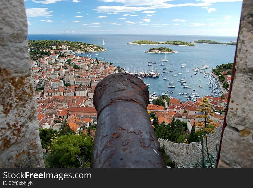 Spectacular view of the Old Town of Hvar, Croatia