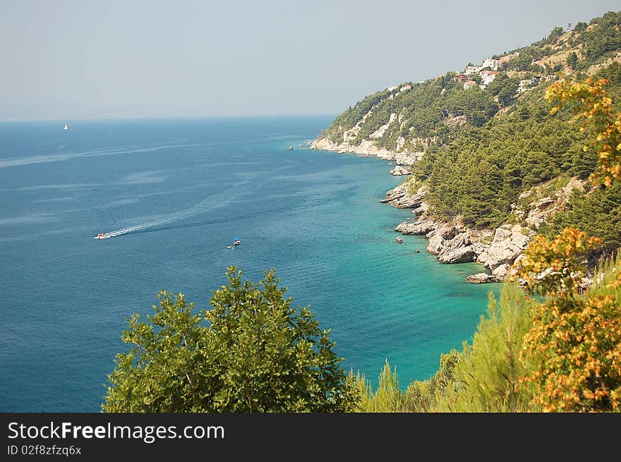 picturesque scenic view of adriatic beach in Pisak in Croatia