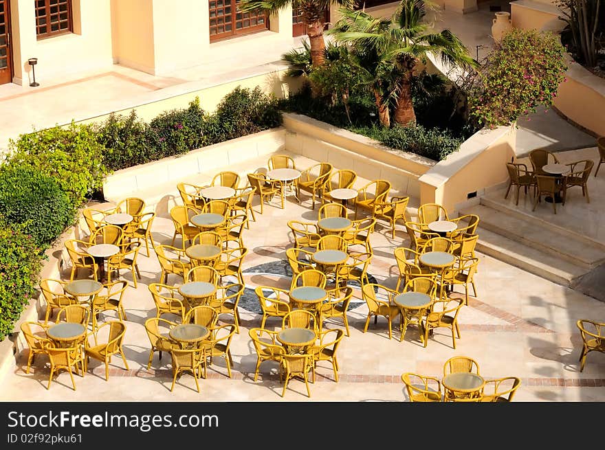 Luxury resort area with restchairs