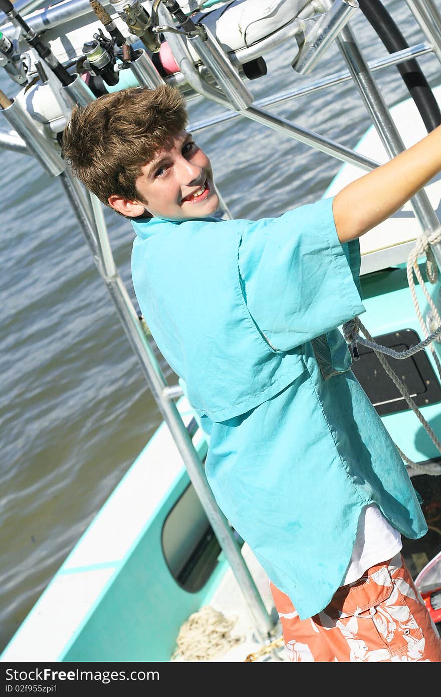 Young Boy On A Boat