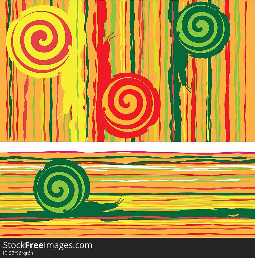 Vector illustration. Background with snails. Abstraction.