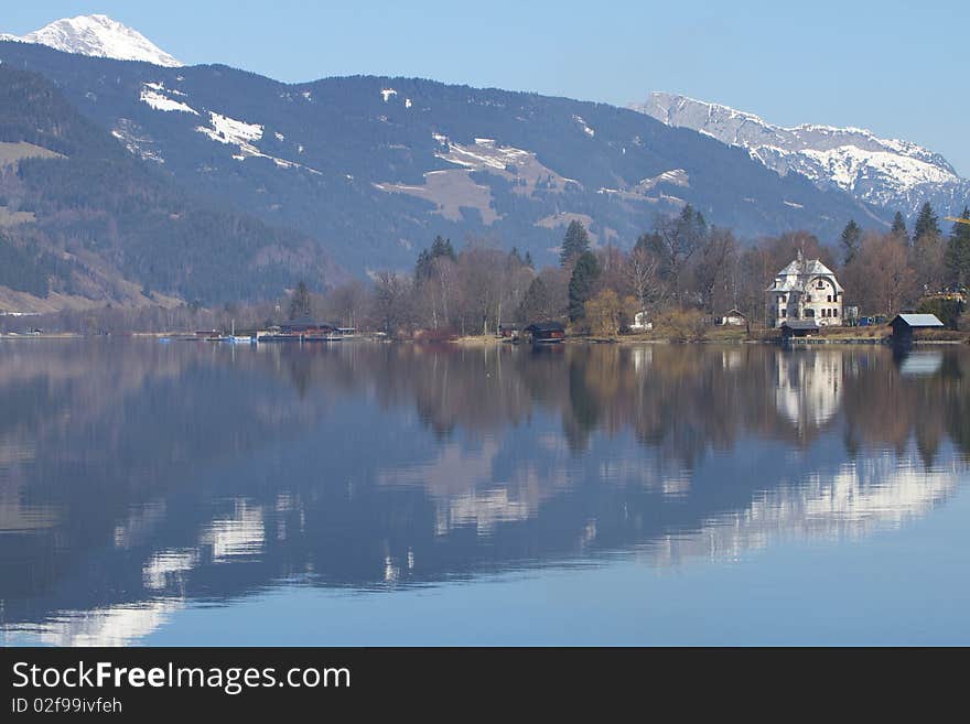 Reflections on a mountain lake