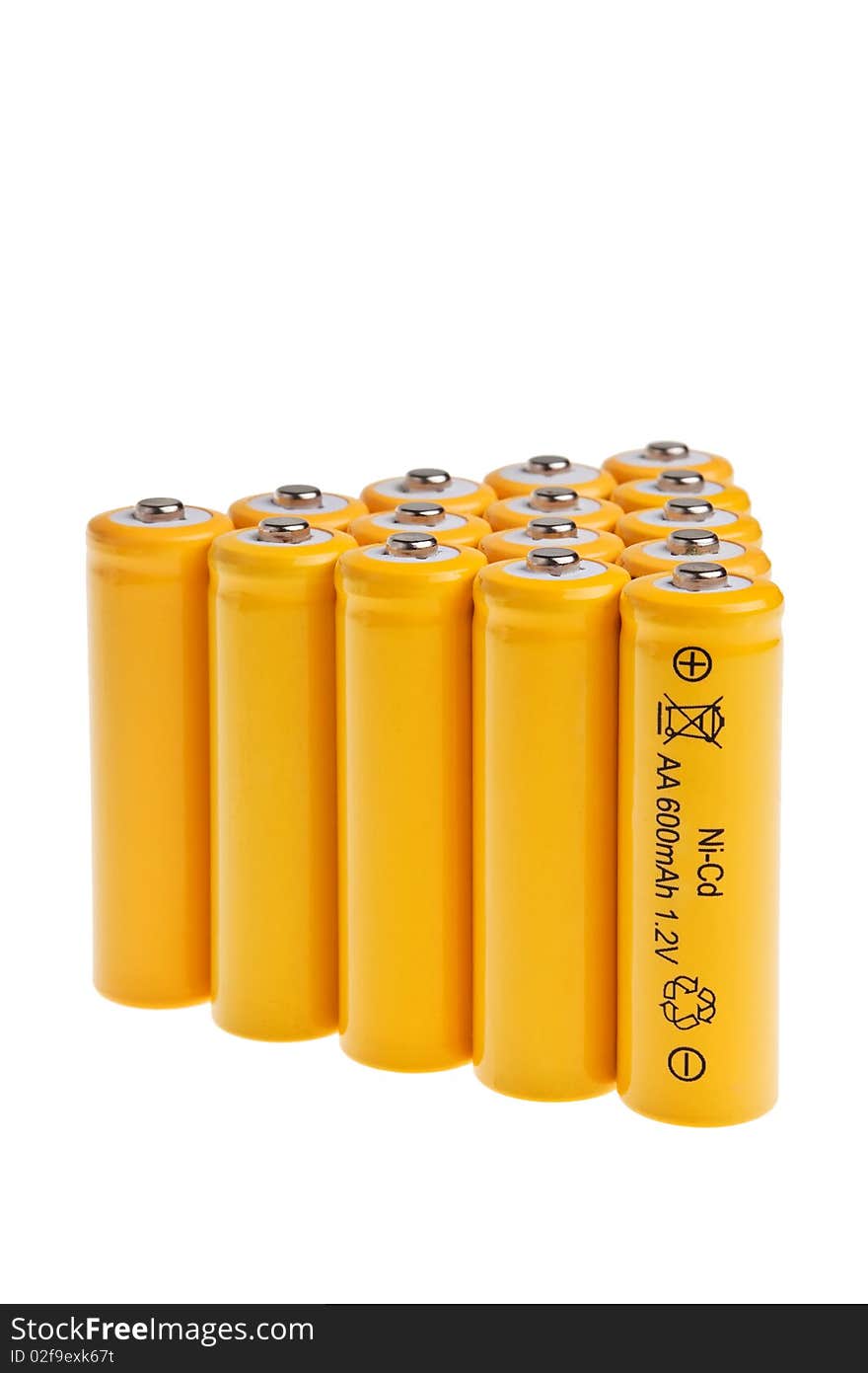 Rechargeable AA size accumulators.