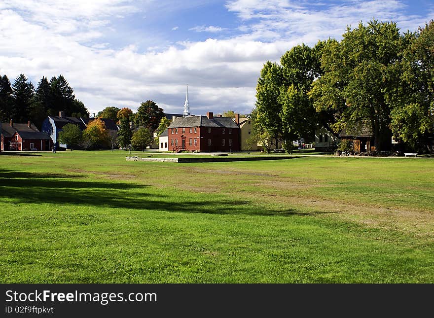 The common green center at Strawberry Banke. The common green center at Strawberry Banke