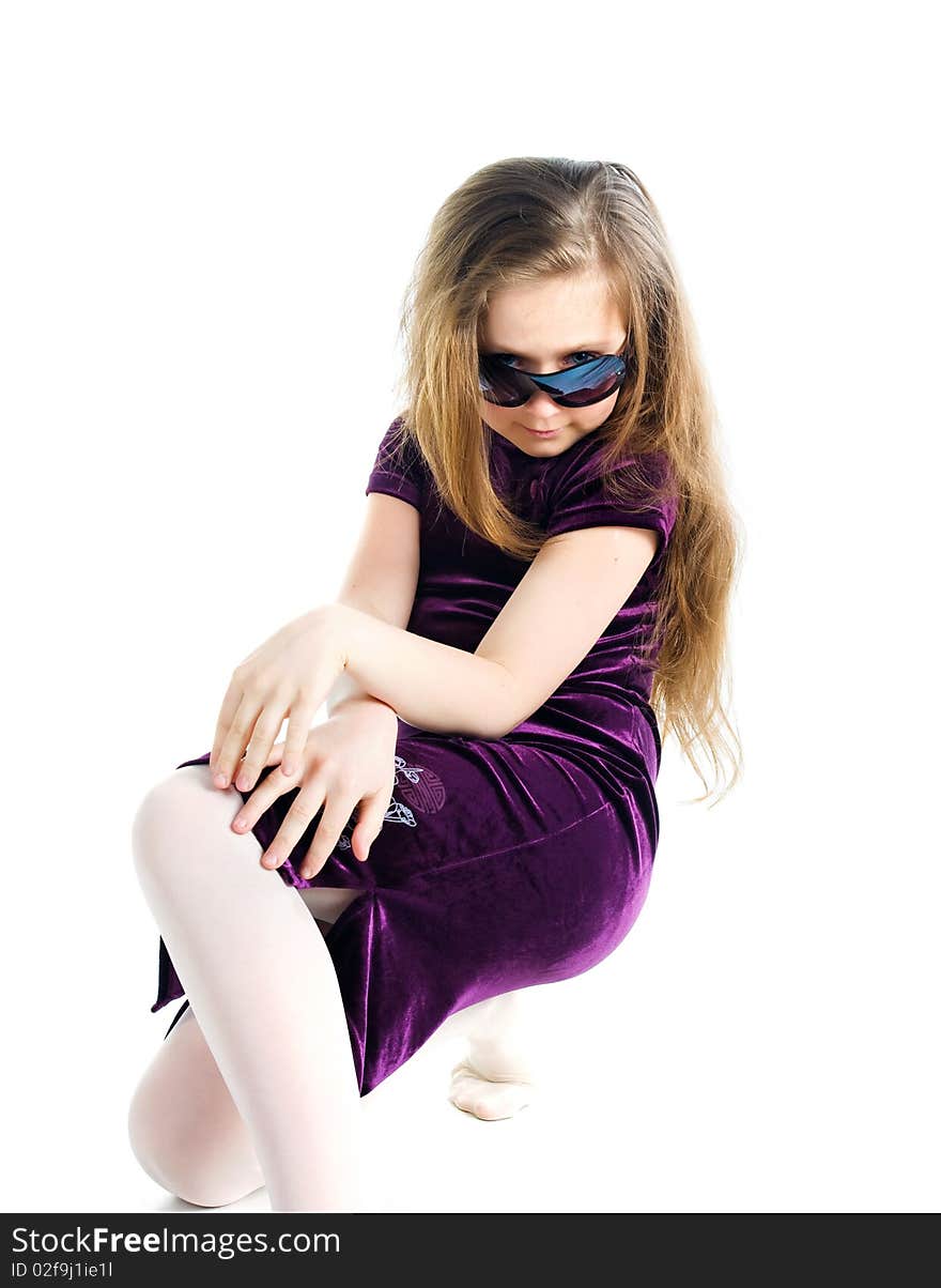 Beautiful little girl. Isolated on a white background. Beautiful little girl. Isolated on a white background