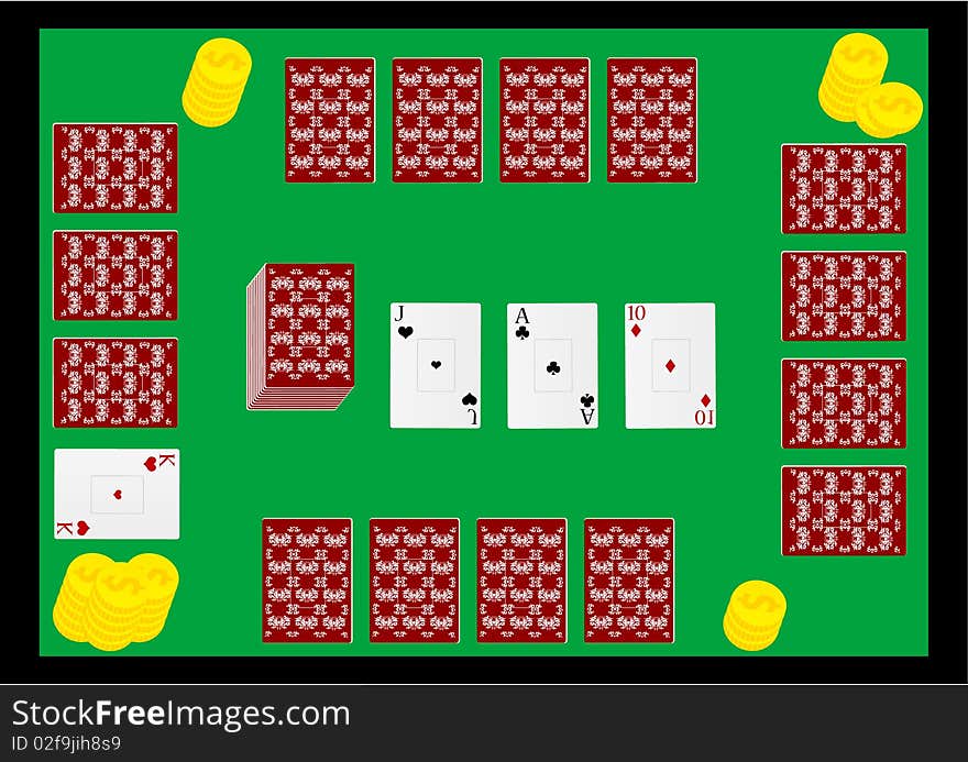 Illustration of playing cards and gambling