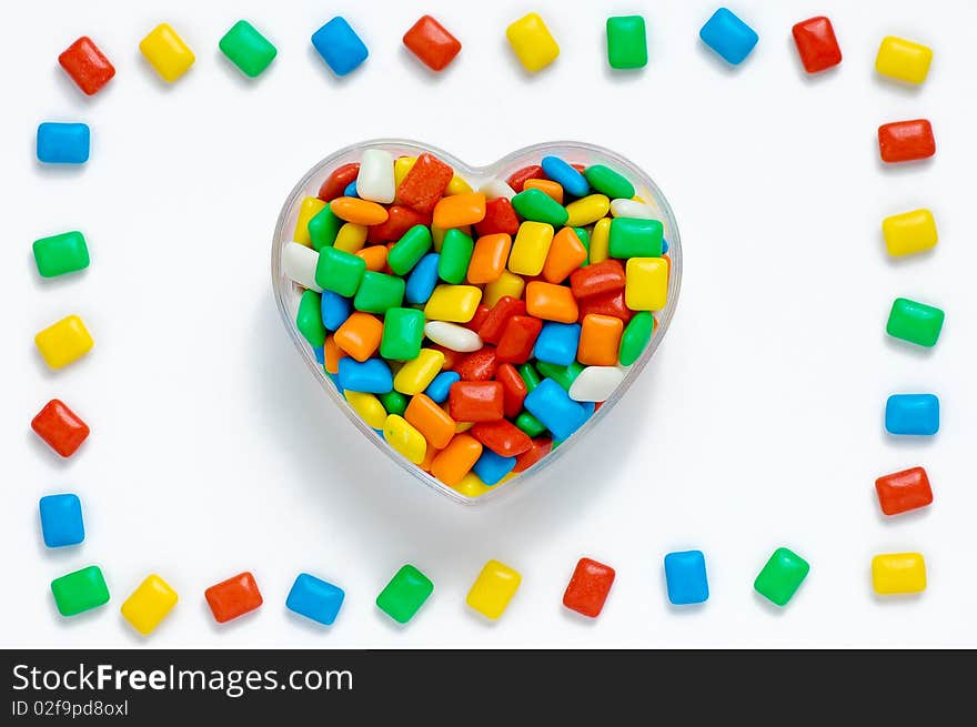 Colorful heart with frame on white background