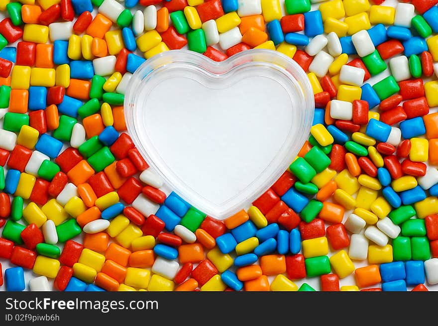 Various colorful candy on white background