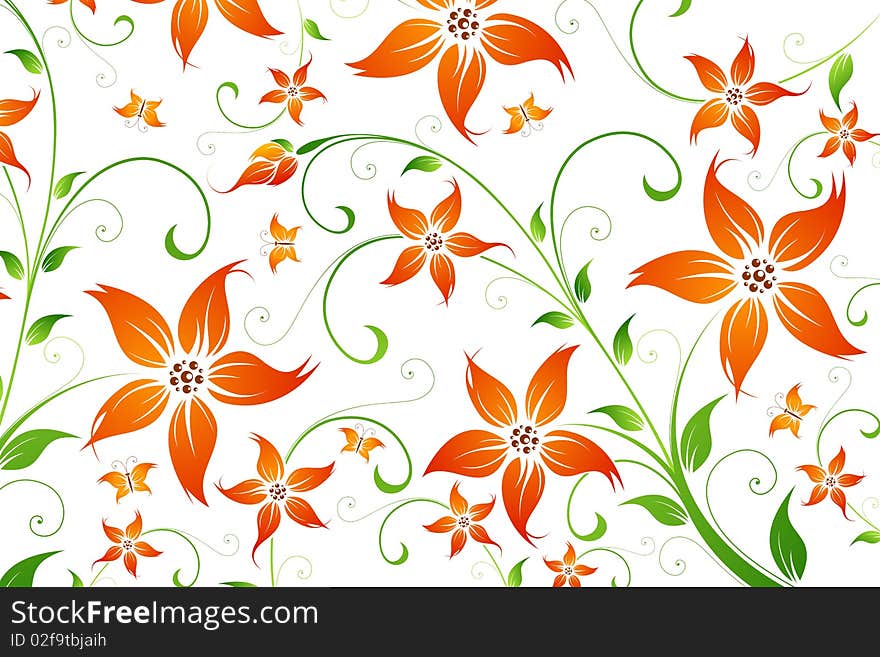 Abstract Background with flowers and butterfly for your design. Abstract Background with flowers and butterfly for your design