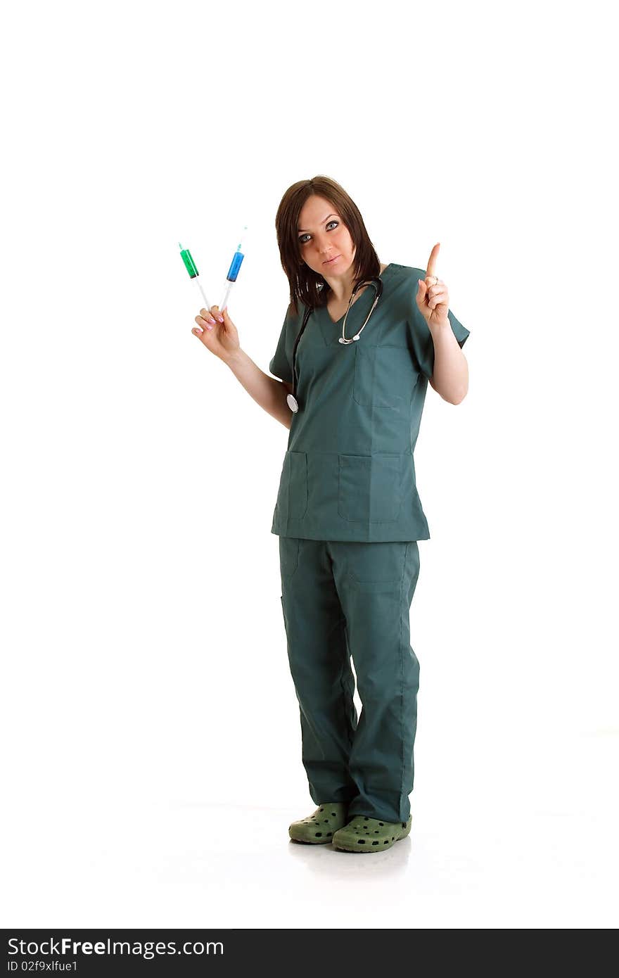 Photo of female doctor with syringe