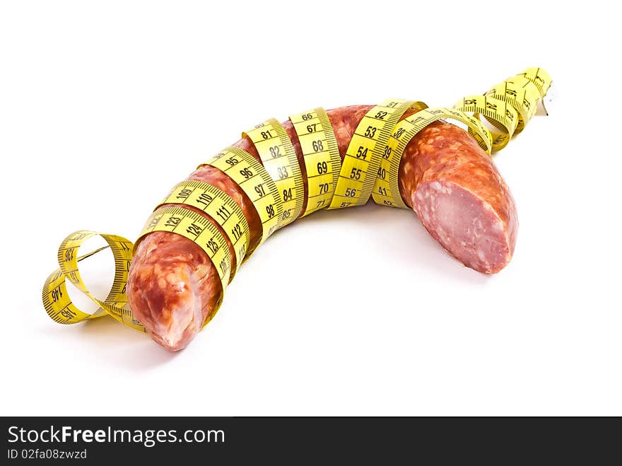 Sausage with a measuring tape