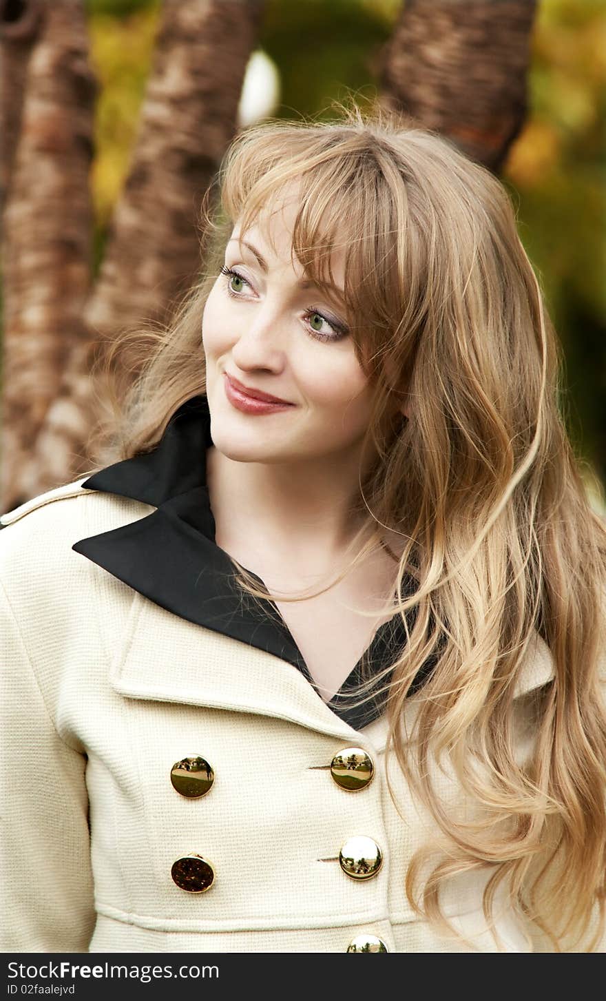 Portrait Of Young Beautiful Woman Outdoor