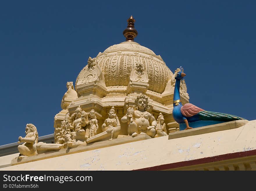 Colorful sculpture at a traditional hindu temple