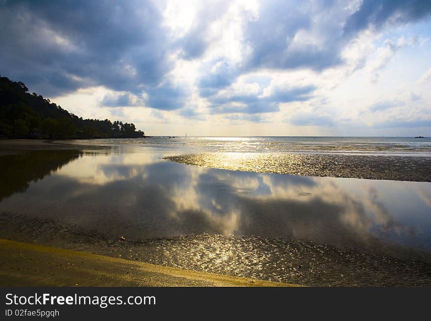 Clouds reflected on the sea