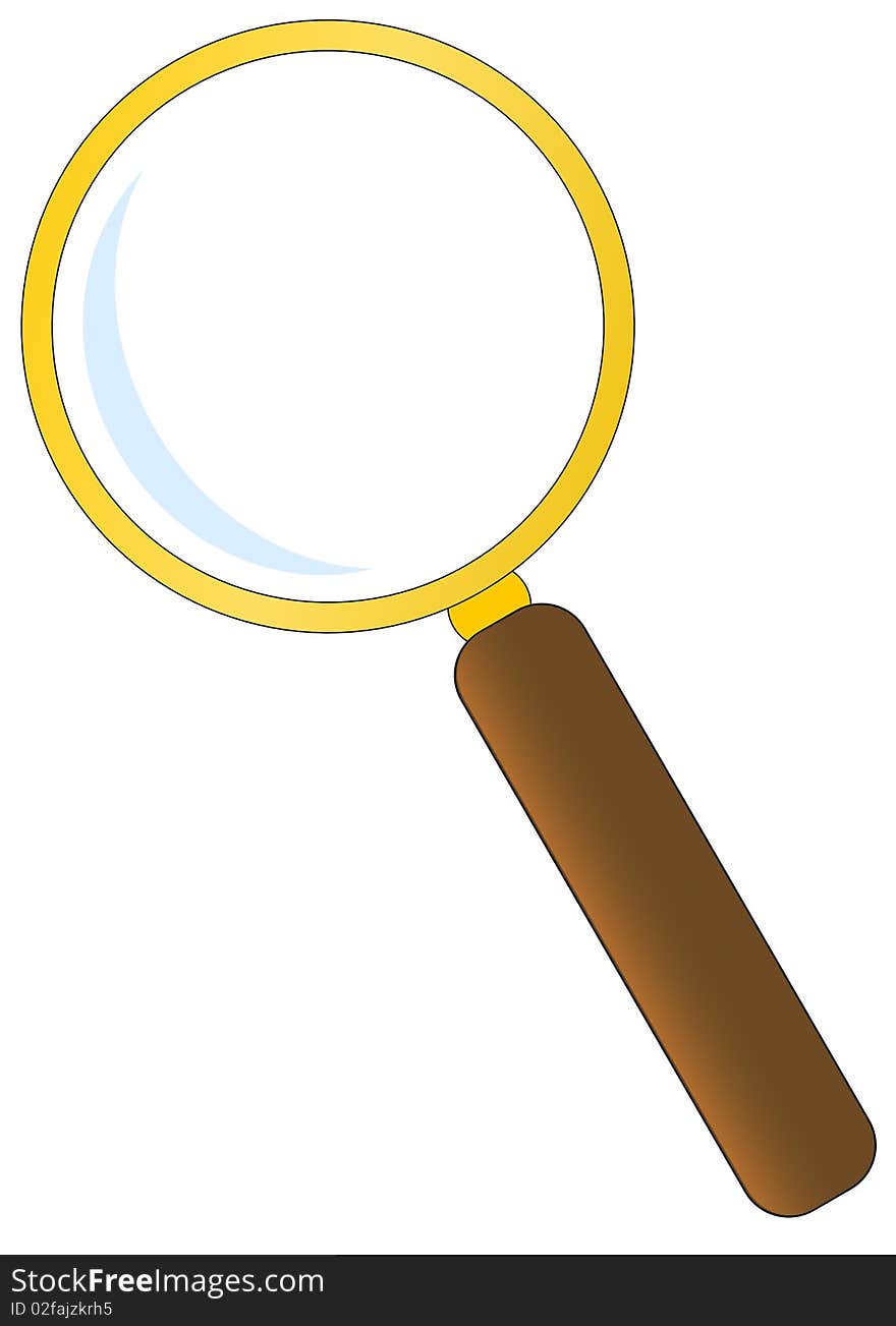 Icon of the magnifying glass isolated on the white background