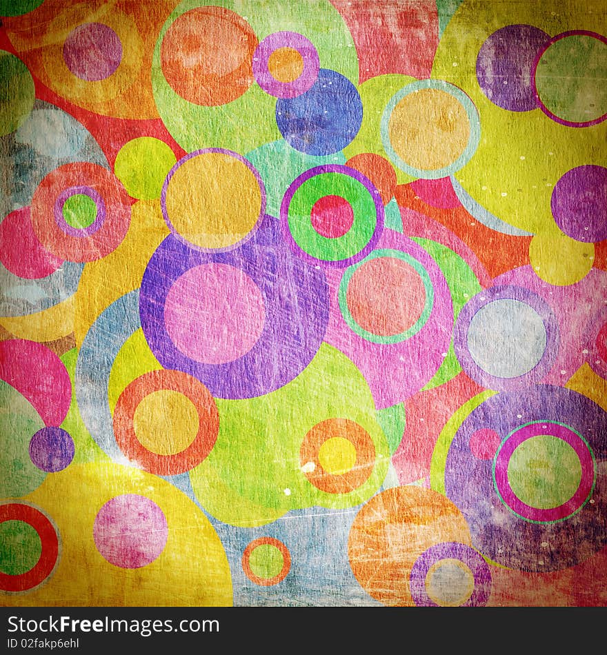 Grunge circles on the wall, abstract background