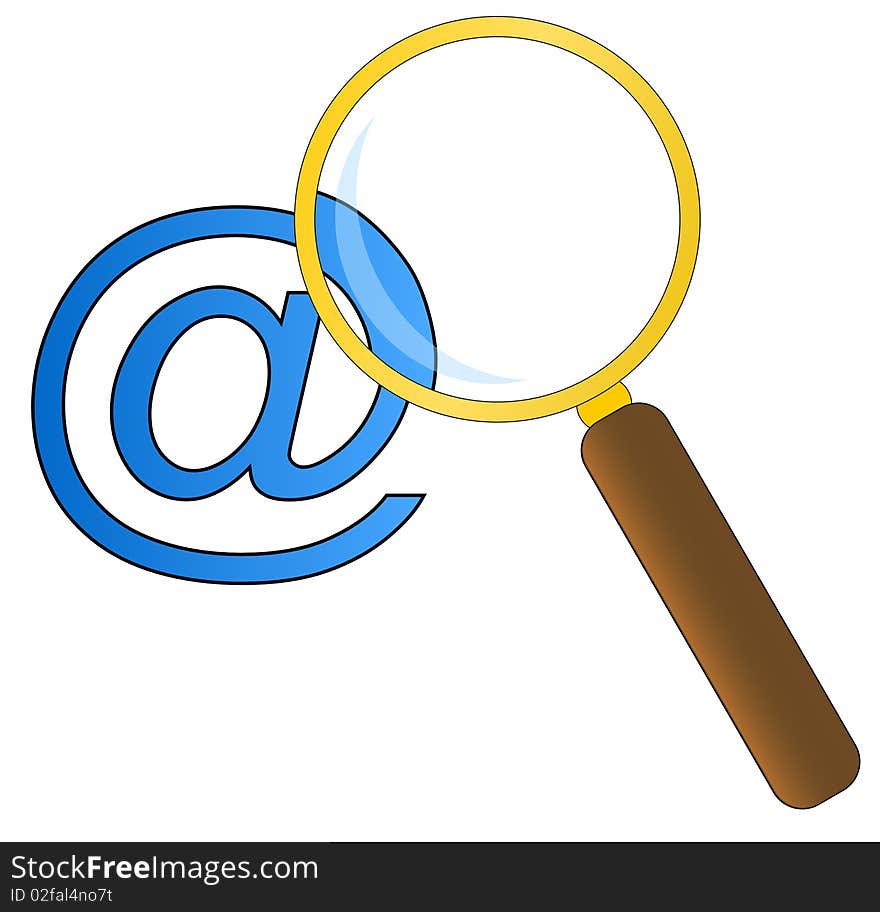 Icon of the magnifying glass searching web isolated on the white background. Icon of the magnifying glass searching web isolated on the white background