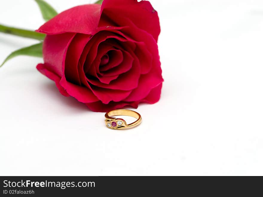 Rose and ring concept of love and engagement. Rose and ring concept of love and engagement