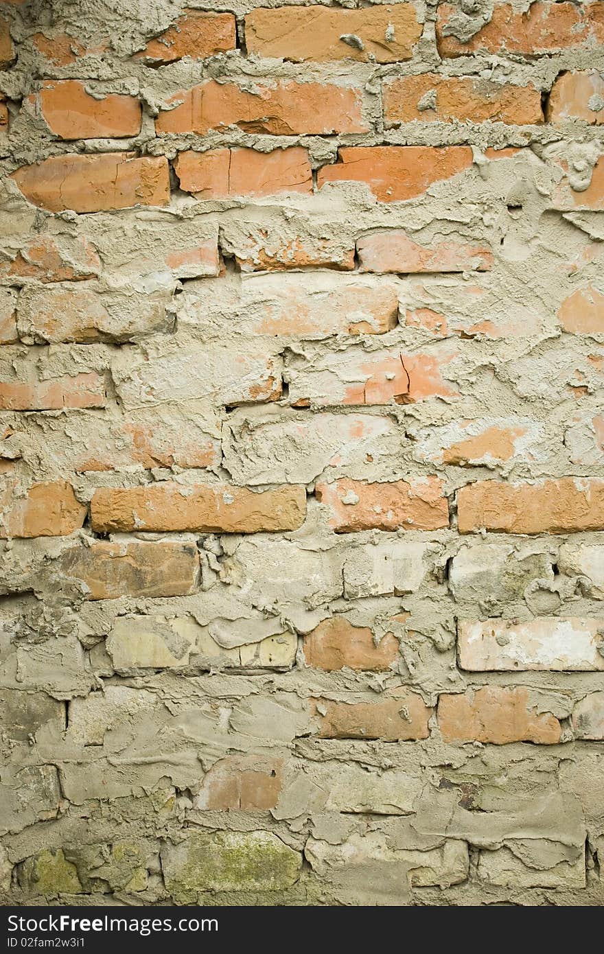 Ragged old brick wall background texture. Ragged old brick wall background texture