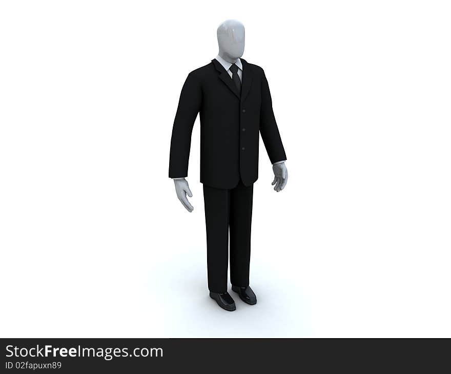 Businessman character staying on white background