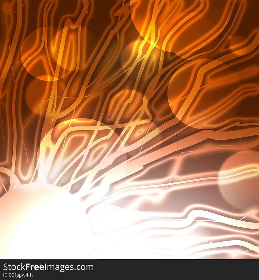 Abstract glowing stripes on a dark background