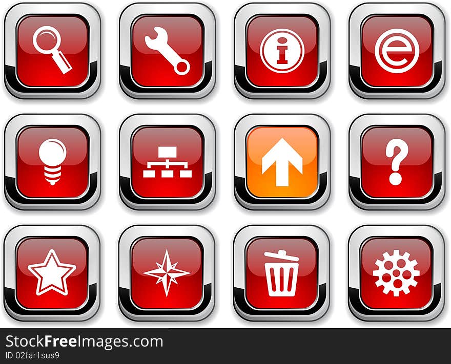 Web glossy icons. Set of buttons. Web glossy icons. Set of buttons.