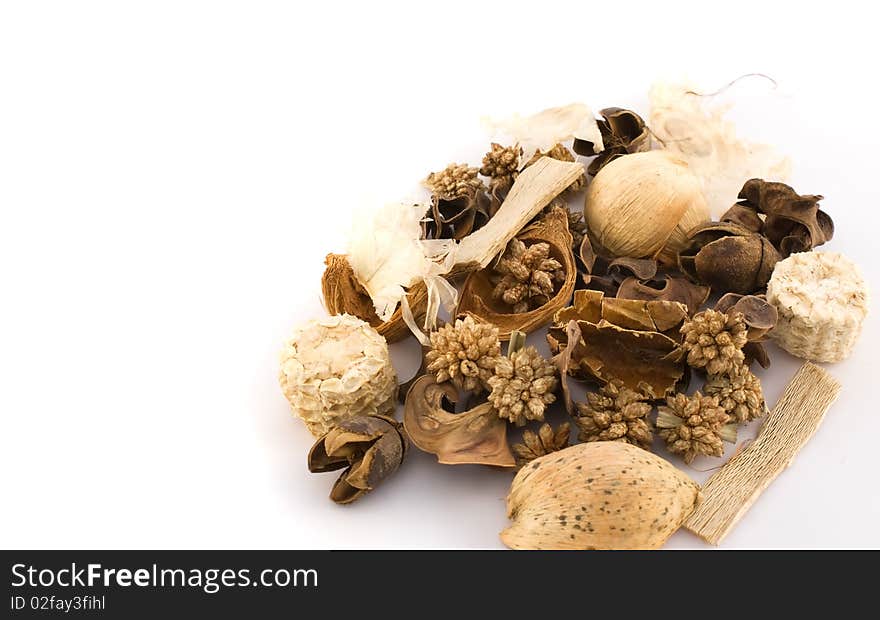 A set of dried herbs and spices. A set of dried herbs and spices