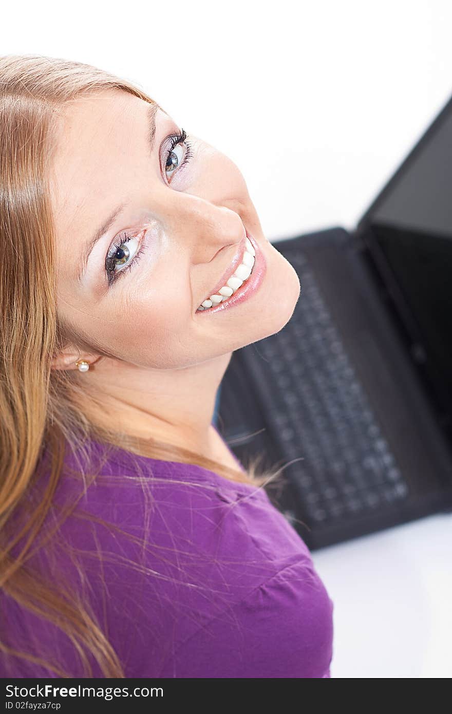 Woman on the floor with laptop